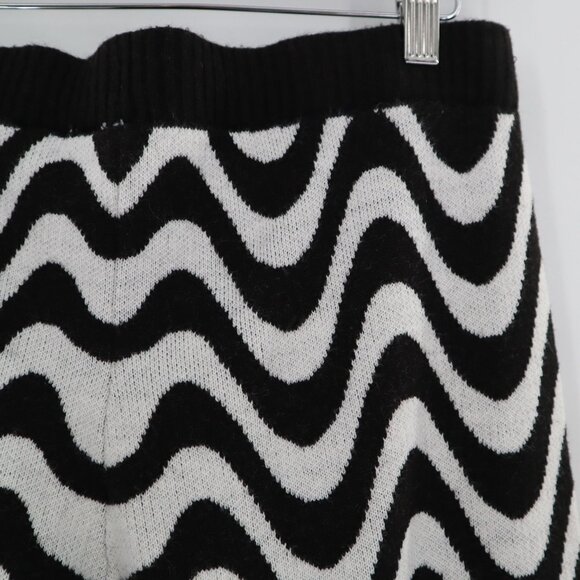 H&M Divided Knit Pants Women M Black Retro Relaxed Casual Groovy Athleisure 70's - Picture 5 of 6
